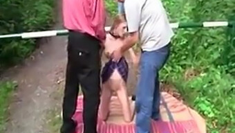 Publicly Humiliated Blonde Hogtied Outdoors